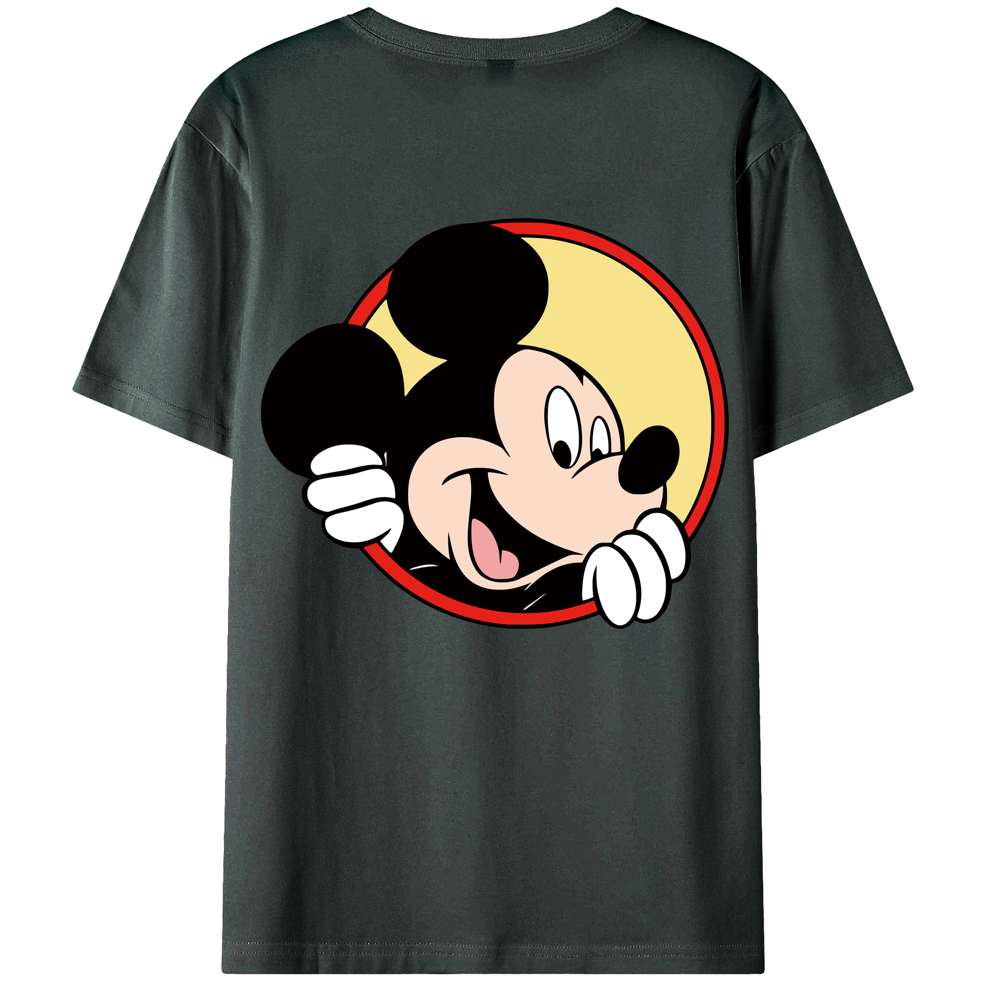 ミッキーマウス Mickey Mouse 綿100％ メンズ半袖Tシャツ（バックプリント） 通気性
